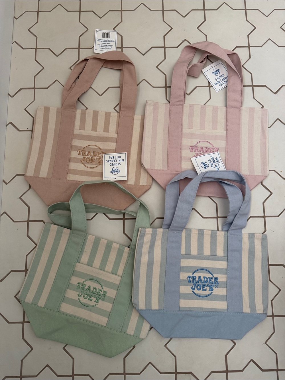 TJs Pastel Striped mini Canvas Tote bags